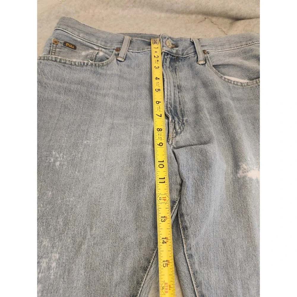 Polo Ralph Lauren Jeans Mens 36x34‎ Light Wash Sullivan Slim Distressed Raw Vtg